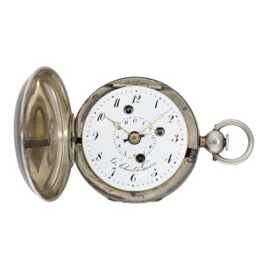 Interesting Swiss silver verge watch with alarm Circa 1800