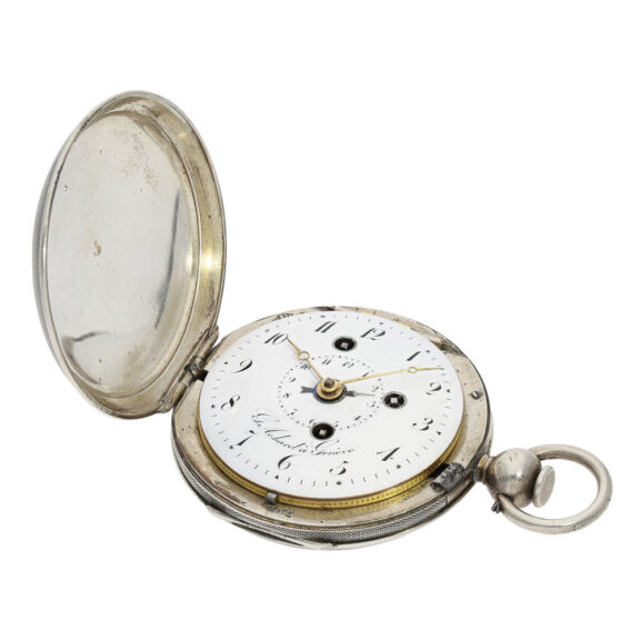 Interesting Swiss silver verge watch with alarm Circa 1800 Interesting Swiss silver verge watch with alarm Circa 1800