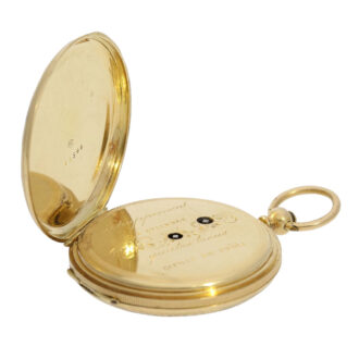 Swiss 18K gold and enamel cylinder pocket watch Circa 1850