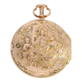 German bicolour gold repeating repoussé verge watch Circa 1760