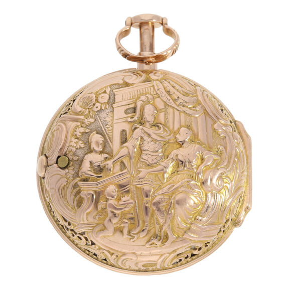 German bicolour gold repeating repoussé verge watch Circa 1760