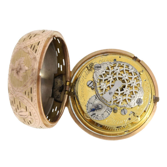 German bicolour gold repeating repoussé verge watch Circa 1760 German bicolour gold repeating repoussé verge watch Circa 1760