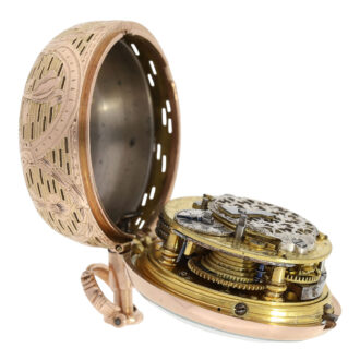 German bicolour gold repeating repoussé verge watch Circa 1760