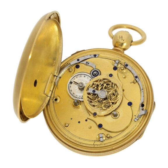 French silver-gilt hour repeating verge clock watch Circa 1830 French silver-gilt hour repeating verge clock watch Circa 1830