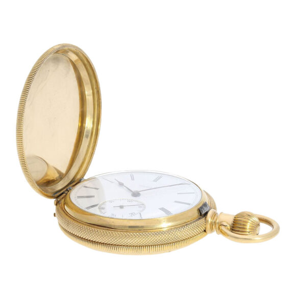 Heavy Swiss 18K gold hunting cased lever watch Circa 1890 Heavy Swiss 18K gold hunting cased lever watch Circa 1890