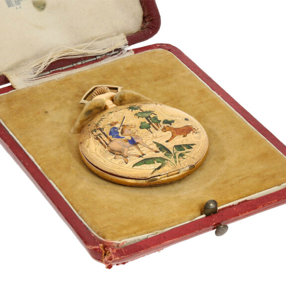 Swiss gold and enamel Art Nouveau Lépine watch Circa 1910 Swiss gold and enamel Art Nouveau Lépine watch Circa 1910