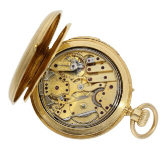 Swiss 18K gold hunting cased quarter repeating lever Circa 1860