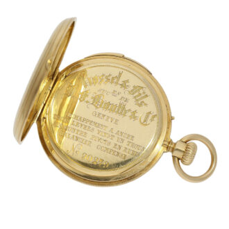 Swiss 18K gold hunting cased quarter repeating lever Circa 1860