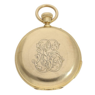 Swiss 18K gold hunting cased quarter repeating lever Circa 1860