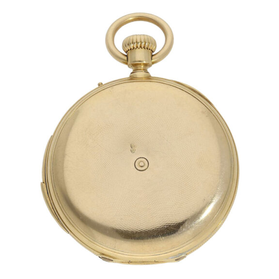 Swiss 18K gold hunting cased quarter repeating lever Circa 1860 Swiss 18K gold hunting cased quarter repeating lever Circa 1860