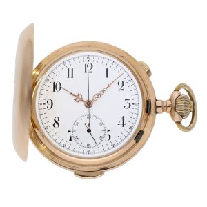 Swiss 14K rose gold quarter repeating lever chronograph Circa 1890