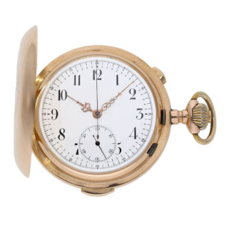 Swiss 14K rose gold quarter repeating lever chronograph Circa 1890 Swiss 14K rose gold quarter repeating lever chronograph Circa 1890