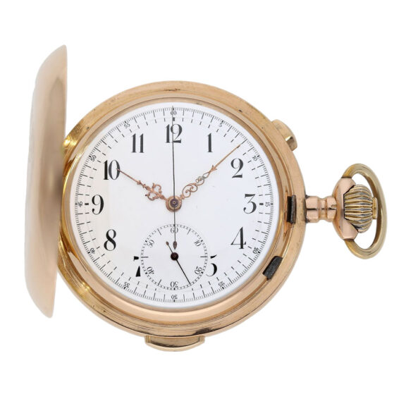 Swiss 14K rose gold quarter repeating lever chronograph Circa 1890 Swiss 14K rose gold quarter repeating lever chronograph Circa 1890