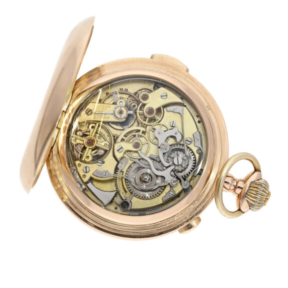 Swiss 14K rose gold quarter repeating lever chronograph Circa 1890 Swiss 14K rose gold quarter repeating lever chronograph Circa 1890