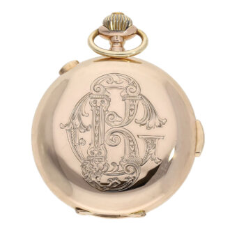 Swiss 14K rose gold quarter repeating lever chronograph Circa 1890 Swiss 14K rose gold quarter repeating lever chronograph Circa 1890