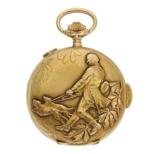Swiss 18K gold minute repeating lever chronograph Circa 1910