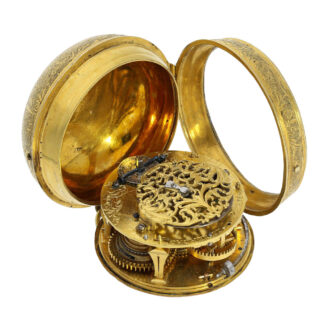 Very fine French gilt-brass verge oignon watch Circa 1700