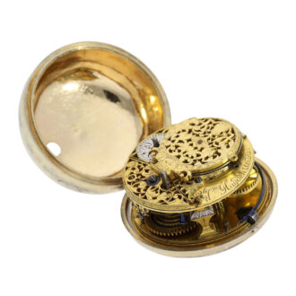 Early English gold-plated and snakeskin pair cased verge Circa 1720 Early English gold-plated and snakeskin pair cased verge Circa 1720