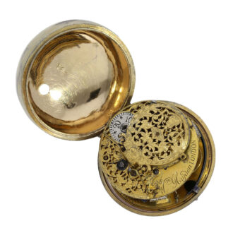 Early English gold-plated and snakeskin pair cased verge Circa 1720 Early English gold-plated and snakeskin pair cased verge Circa 1720