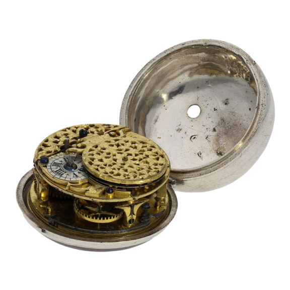 Early English silver pair cased verge oignon watch Circa 1700 Early English silver pair cased verge oignon watch Circa 1700