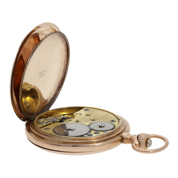 German 14K rose gold hunting cased lever watch Circa 1900 German 14K rose gold hunting cased lever watch Circa 1900