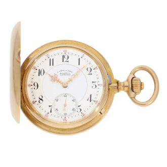 German 18K rose gold hunting cased precision watch Circa 1897