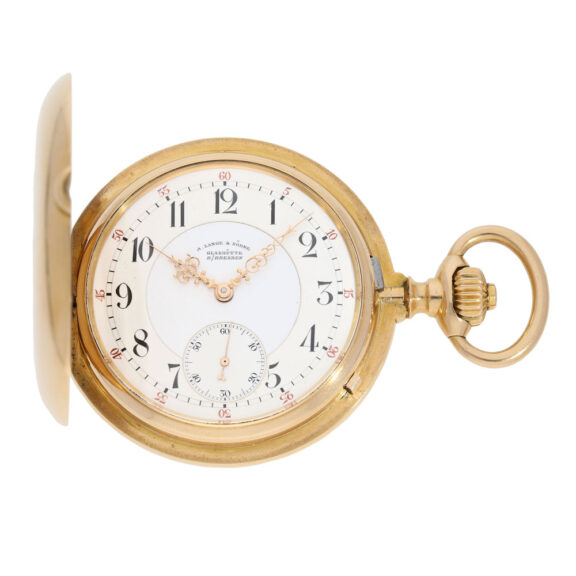 German 18K rose gold hunting cased precision watch Circa 1897 German 18K rose gold hunting cased precision watch Circa 1897