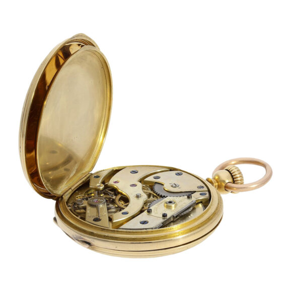 Very early Swiss 18K gold hunting cased lever watch Circa 1865 Very early Swiss 18K gold hunting cased lever watch Circa 1865