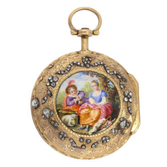 French rose gold, enamel and diamond-set verge Circa 1770