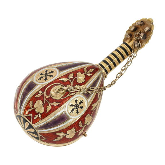 Large Swiss 18K gold mandolin-form pendant watch Circa 1800 Large Swiss 18K gold mandolin-form pendant watch Circa 1800