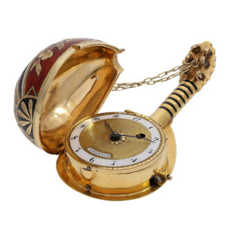 Large Swiss 18K gold mandolin-form pendant watch Circa 1800