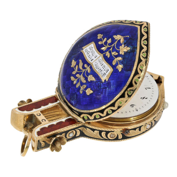 Extremely rare Swiss 18K gold lyra-shaped pendant watch Circa 1810 Extremely rare Swiss 18K gold lyra-shaped pendant watch Circa 1810