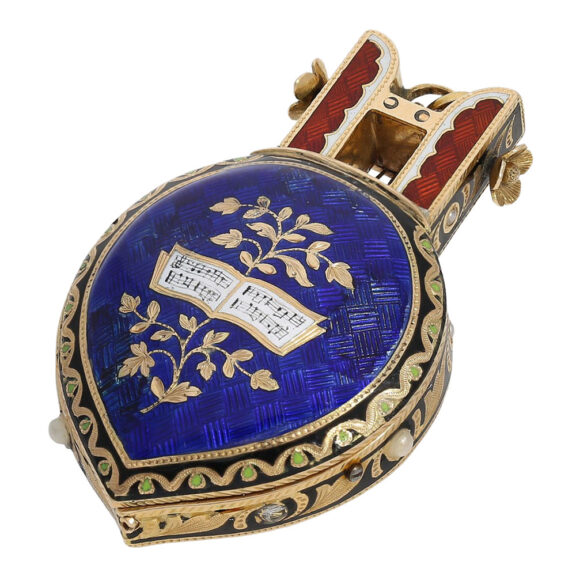 Extremely rare Swiss 18K gold lyra-shaped pendant watch Circa 1810 Extremely rare Swiss 18K gold lyra-shaped pendant watch Circa 1810