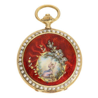 Swiss gold hunting cased Art Nouveau lever watch Circa 1900 Swiss gold hunting cased Art Nouveau lever watch Circa 1900