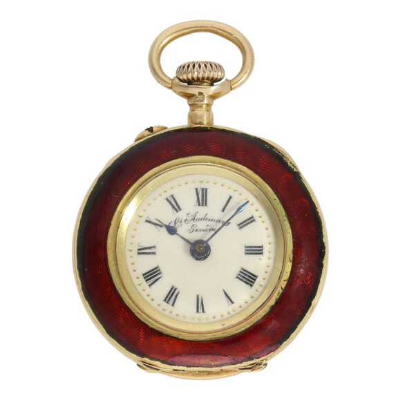 Swiss gold and enamel Art Nouveau cylinder watch Circa 1900 Swiss gold and enamel Art Nouveau cylinder watch Circa 1900