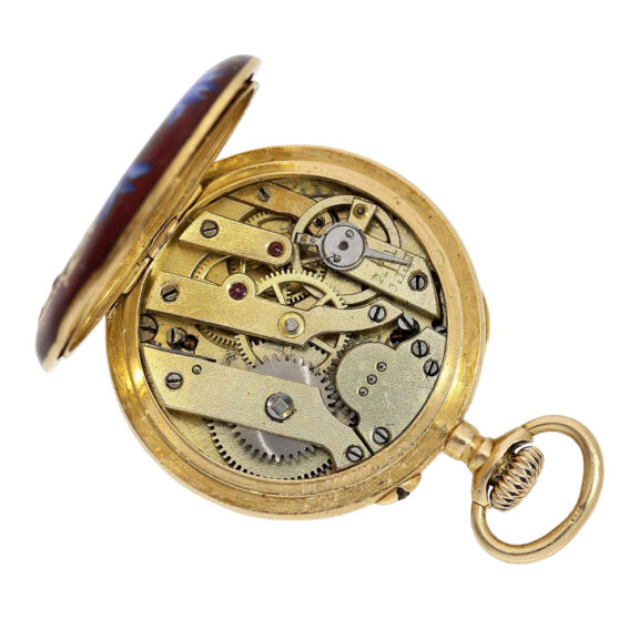 Swiss gold and enamel Art Nouveau cylinder watch Circa 1900 Swiss gold and enamel Art Nouveau cylinder watch Circa 1900