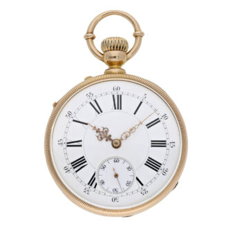 Swiss 18K gold open faced Louis XV chronometer Circa 1875