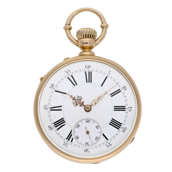 Swiss 18K gold open faced Louis XV chronometer Circa 1875 Swiss 18K gold open faced Louis XV chronometer Circa 1875
