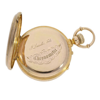 Swiss 18K gold open faced Louis XV chronometer Circa 1875