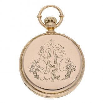 Swiss 18K gold open faced Louis XV chronometer Circa 1875