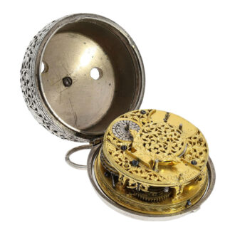 English silver pair cased single-handed verge with alarm Circa 1690