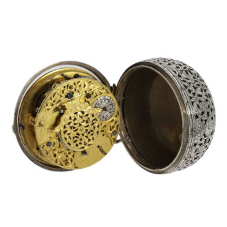 English silver pair cased single-handed verge with alarm Circa 1690