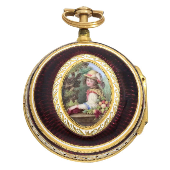 English 22K gold and enamel repeating verge Circa 1780