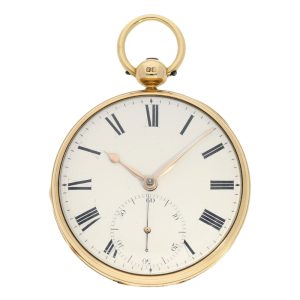 Early English 18k gold open faced lever deck watch Circa 1830