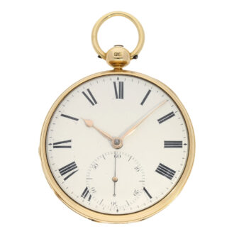Early English 18k gold open faced lever deck watch Circa 1830
