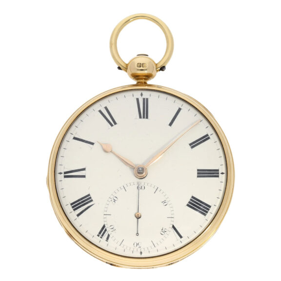Early English 18k gold open faced lever deck watch Circa 1830