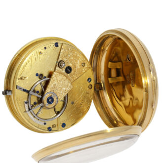 Early English 18k gold open faced lever deck watch Circa 1830