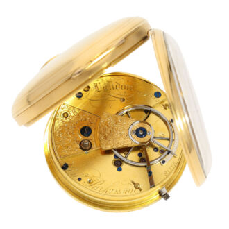 Early English 18k gold open faced lever deck watch Circa 1830