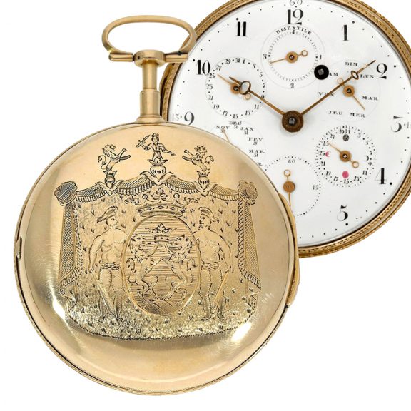 Swiss gold astronomical verge with perpetual calendar Circa 1790