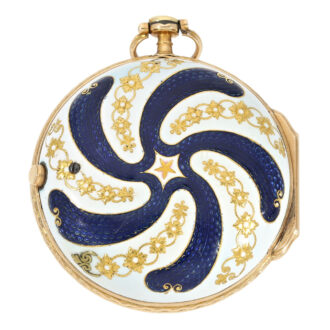 French 20K rose gold and enamel open faced verge watch Circa 1750 French 20K rose gold and enamel open faced verge watch Circa 1750